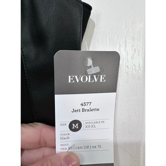 CAbi #4577 Women's Jet Black Bralette Faux Leather Ponte Knit Stretch Top Size M - Picture 8 of 10